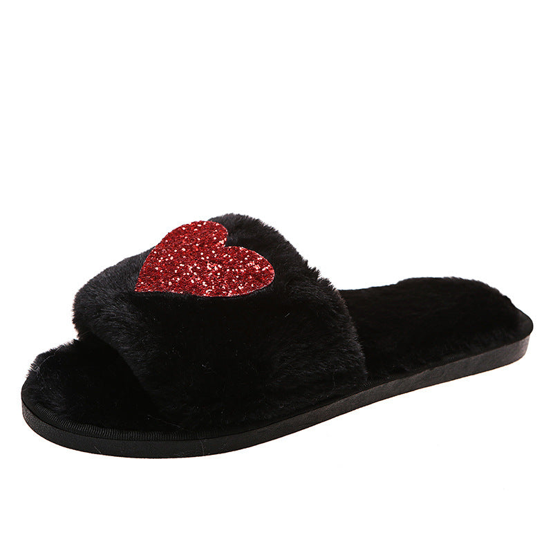 Wholesale One Word Plush Love Cotton Slippers
